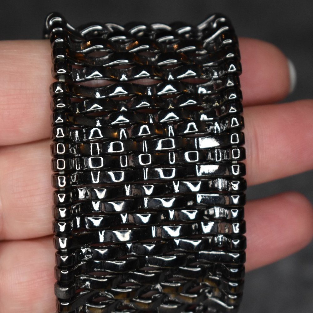 NWT Saks Fifth Avenue Black Metal Stretch Bracelet - Picture 7 of 10